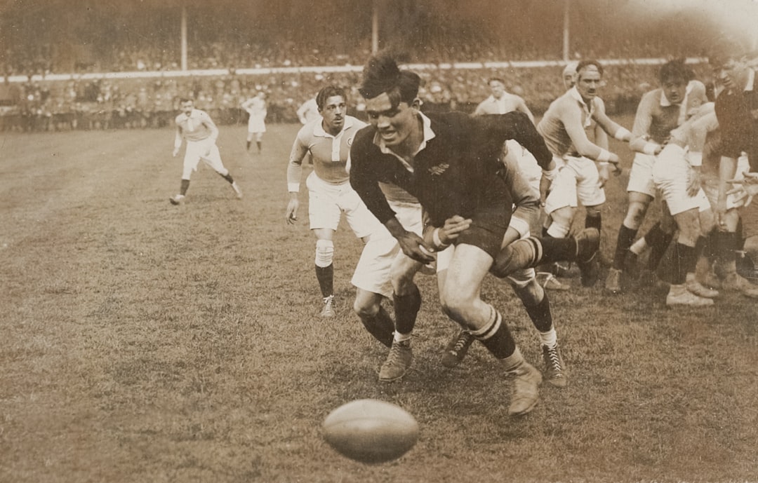 Rugby players in action during a match