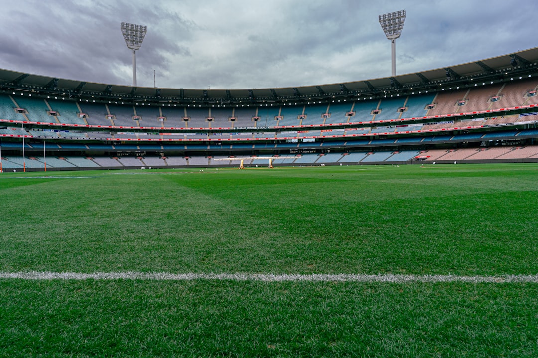 a sports stadium with a field