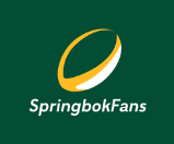 SpringbokFans logo featuring gold rugby ball on green background